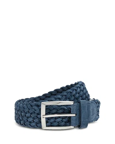 Boggi Milano Suede Braided Belt In Blue