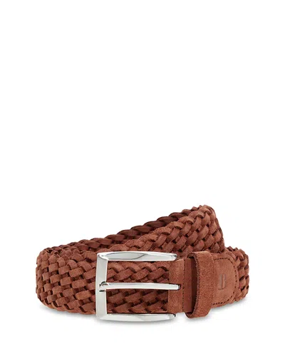 Boggi Milano Suede Braided Belt In Brown