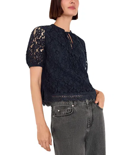 Whistles Lace Tie Neck Top In Black