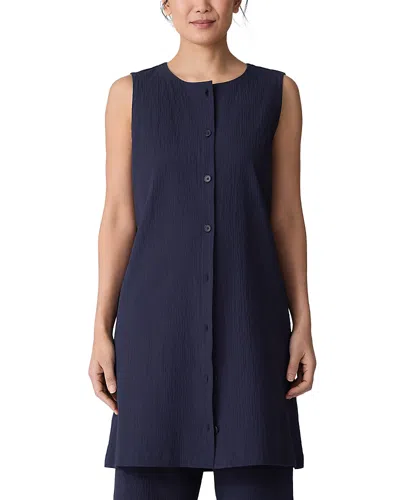 Eileen Fisher Longline Stretch Organic Cotton Vest In Blue