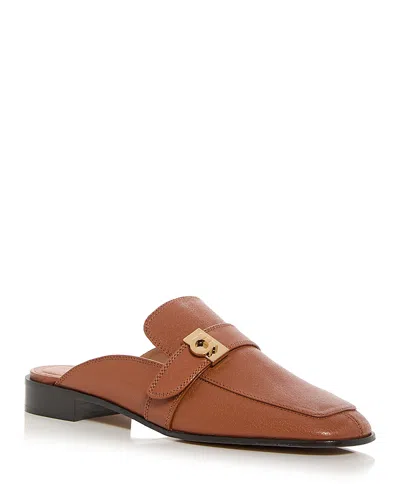 Ferragamo Mavira Leather Gancini Strap Loafer Mules In Brown
