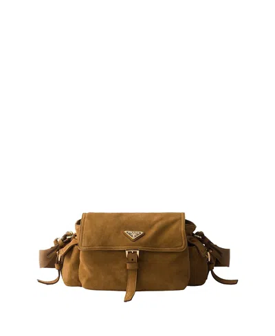Prada Explore Medium Suede Shoulder Bag