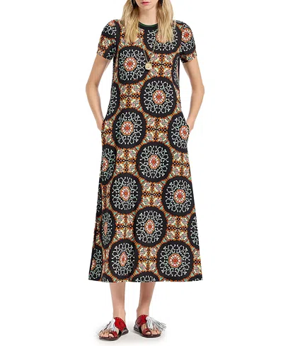 La Doublej La Double J Sporty Printed Cotton Midi Dress In Brown