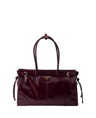 Prada Bonnie Leather Tote Bag In Brown