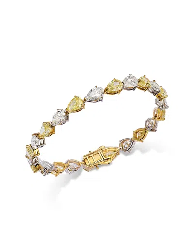Bloomingdale's Fine Collection Certified Lab Grown Yellow & White Pear Shaped Diamond Bracelet In 18k White & Yellow Gold, 17.25 Tc