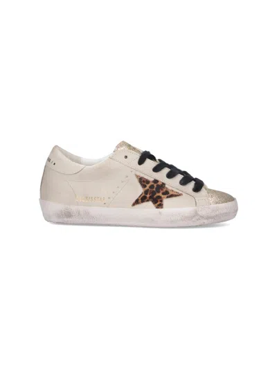 Golden Goose Women Super Star Leather Upper Glitter Toe And Tongue Leather Heel Leopard Horsy Star In Neutral
