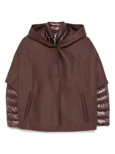 Herno Piumino Giaccone Lana Cotta Con Staccabile Nylon Rst In Brown