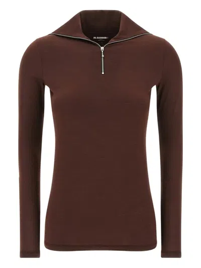 Jil Sander Half-zip T-shirt High Collar