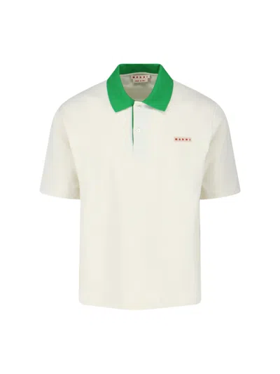 Marni Cotton Blend Polo Shirt With Contrasting Collar