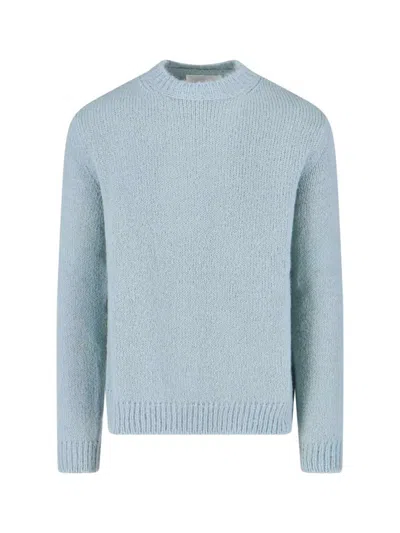 Jil Sander Powder Blue Alpaca And Wool Blend Crewneck Sweater