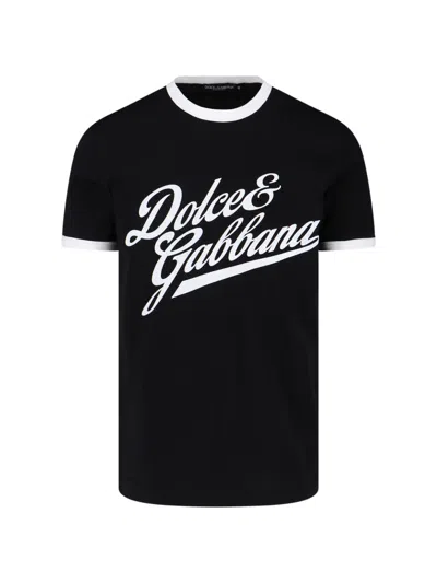 Dolce & Gabbana Round Neck T-shirt In Cotton In Black