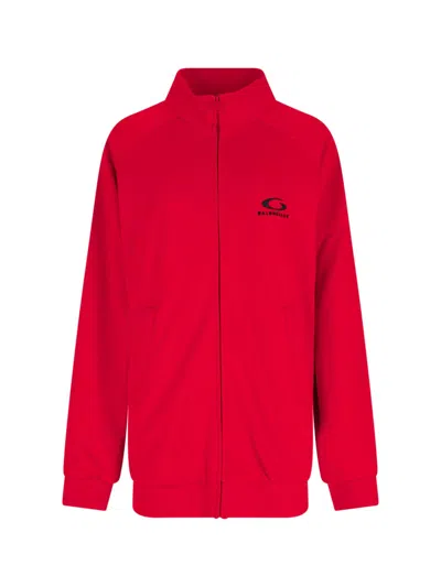 Balenciaga High Collar Ribbed Cuffs Side Pockets In Red