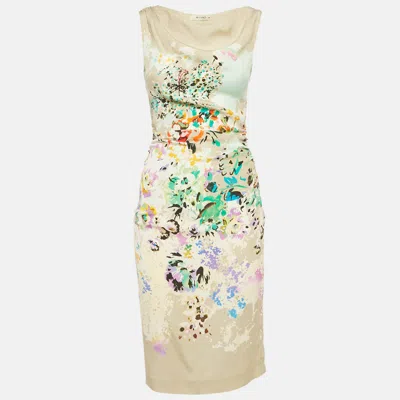 Pre-owned Etro Multicolor Printed Silk Ruched Knee-length Dress M