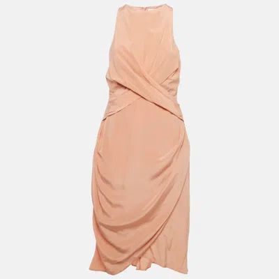 Pre-owned Zimmermann Pink Silk Drape Detail Midi Dress M
