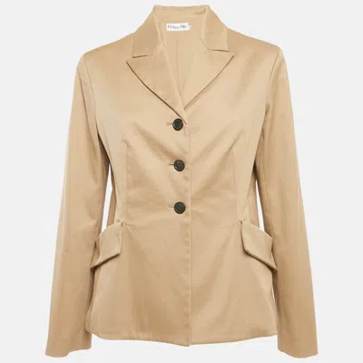 Pre-owned Dior Christian  Beige Gabardine Single Breasted Blazer L
