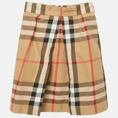 Pre-owned Burberry Kids Dark Beige Nova Check Cotton Skirt 12 Yrs