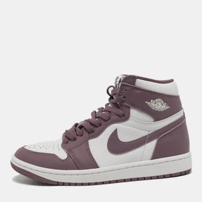 Pre-owned Air Jordans White/mauve Leather Jordan 1 Retro High Og Sneakers Size 39