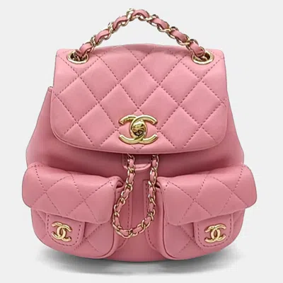 Pre-owned Chanel Pink Lambskin Leather Dumas Small Backpack