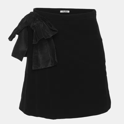 Pre-owned Miu Miu Black Crepe Bow Mini Skirt S