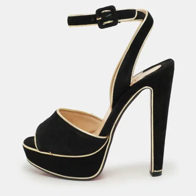 Pre-owned Christian Louboutin Burgundy Suede Loulou Dance Platform Ankle Strap Sandals Size 36