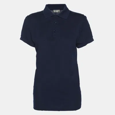Pre-owned Dior Blue Knit Bee Embroidered Polo T-shirt Xs