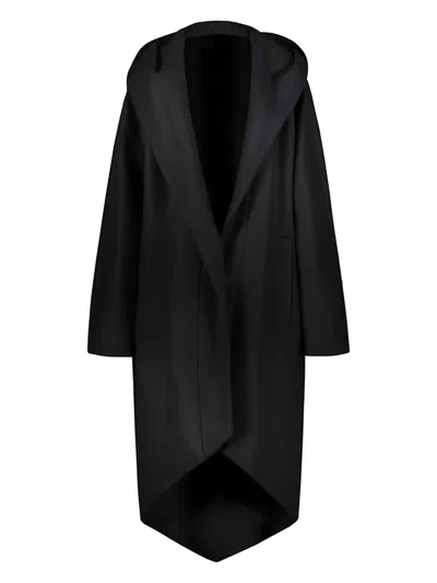 Alexandre Vauthier Hooded Asymmetrical Coat In Black