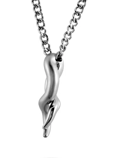 Pre-owned Swatch Vintage Statement-pendant Necklace In Silver