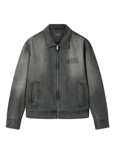 Axel Arigato Denim Zip-up Jacket In Black