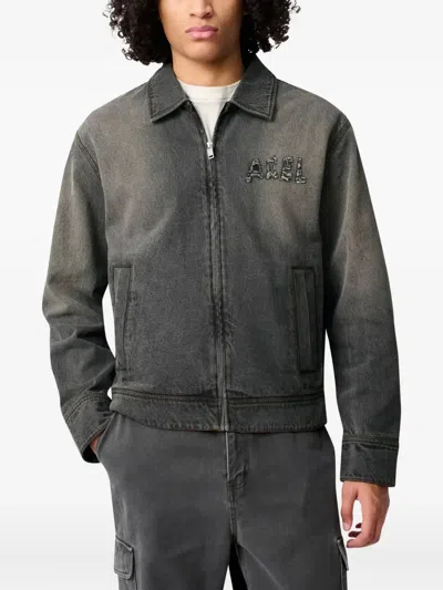 Axel Arigato Denim Zip-up Jacket In Black