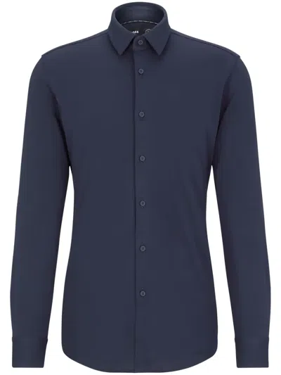 Hugo Boss Long-sleeve Button-up Shirt In Blue