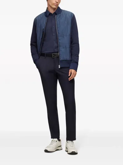 Hugo Boss Long-sleeve Button-up Shirt In Blue