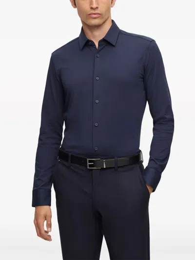 Hugo Boss Long-sleeve Button-up Shirt In Blue