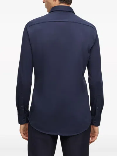 Hugo Boss Long-sleeve Button-up Shirt In Blue
