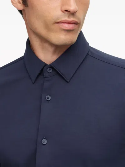 Hugo Boss Long-sleeve Button-up Shirt In Blue