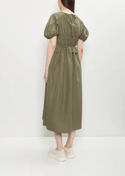 Cecilie Bahnsen Betsy Shirred Recycled-shell Midi Dress In Green