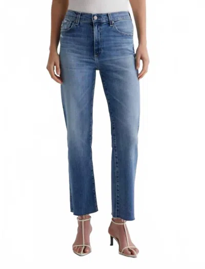 Ag Mari Raw Hem Slim Straight Leg Crop Jeans In Blue