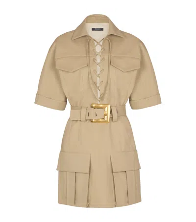 Balmain Cotton Belted Mini Dress