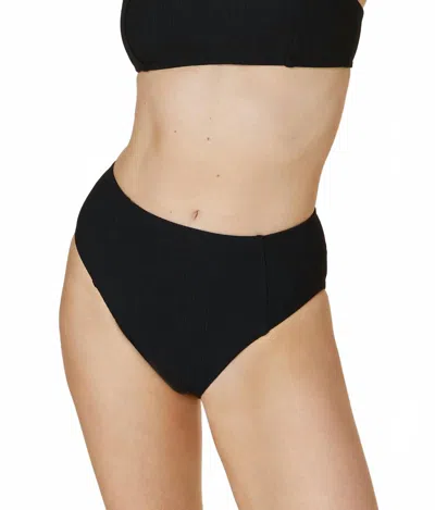 Andie Swim High Waisted Bikini Bottom In Black Rib