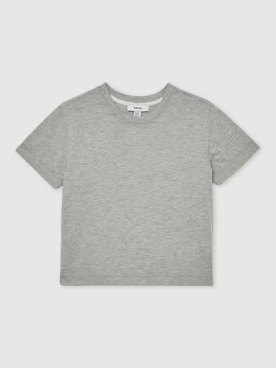 Reiss Grey Marl Cotton-blend Crew-neck T-shirt In Gray