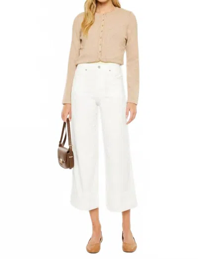 Kancan Ultra High Rise 90's Cropped Wide Leg Jeans In White In White