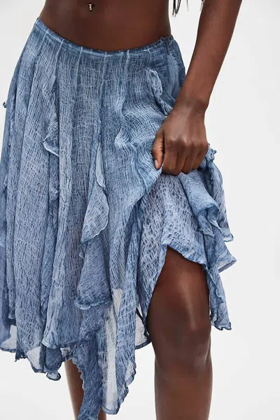 Free People Susanna Knee-length Midi Skirt In Dark Denim In Blue