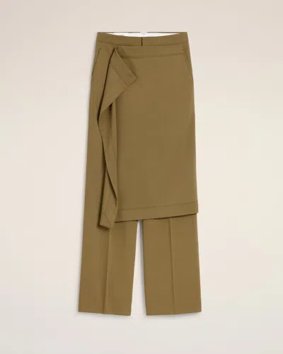 Ami Alexandre Mattiussi Green Wool Front Panel Large Trousers Green In Green