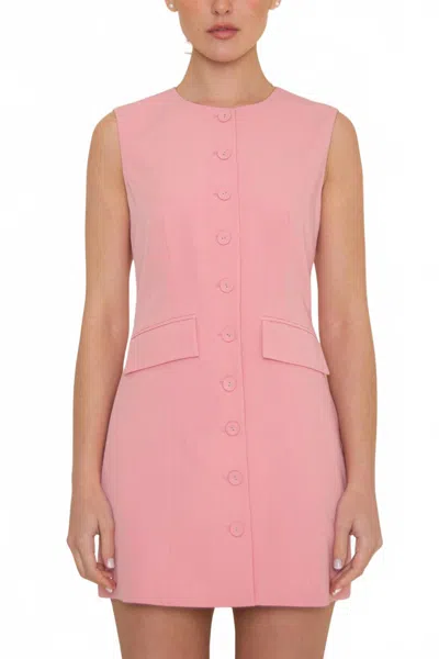 Fore Collection Twill Round Neck Sleeveless Mini Dress In Taffy
