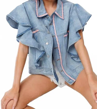 Ces Femme Denim Vest In Denim With Pink Lining