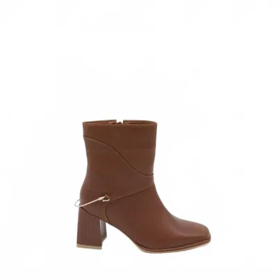 Stivali New York Women's Amanda Leather Heeled Ankle Booties In Tan Brown