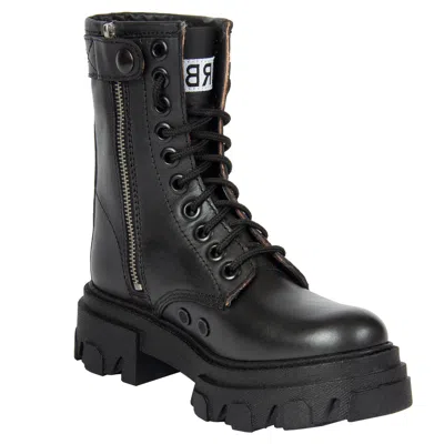 Urbnkicks Black Leather Combat Boots By