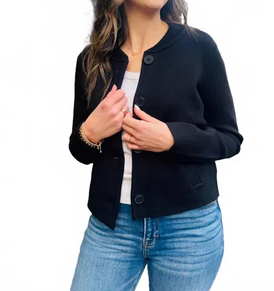 Nic + Zoe Knit Bomber Jacket In Black Onyx