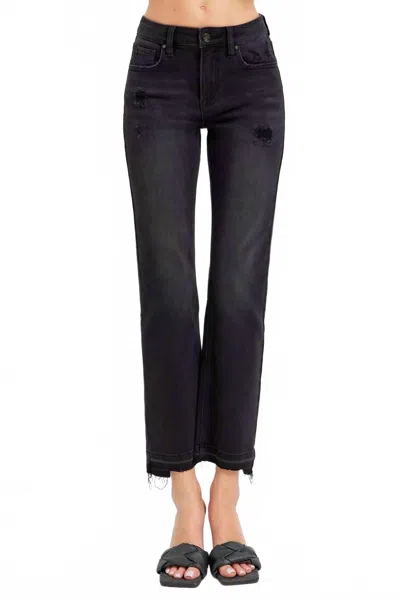 Risen Mid Rise Ankle Straight Leg Jeans In Black In Black