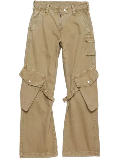 Acne Studios Wide Leg Denim Cotton Jeans With Cargo Pockets
