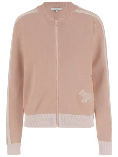 Maison Kitsuné Cotton Blend Jacket With Crew Neck In Pink